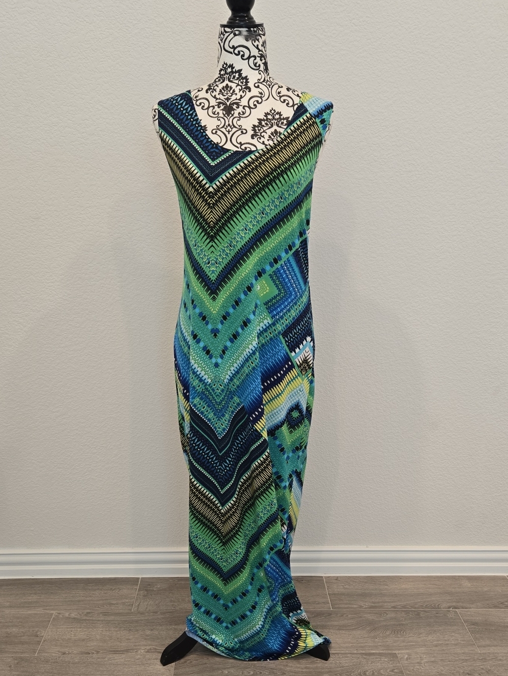 NaNa Green and Blue Chevron Maxi Dress
